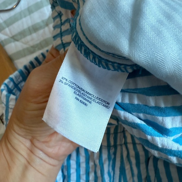 Land End Blue and White Stripe Seersucker Pull On Short Womans Size 18W - Picture 4 of 7